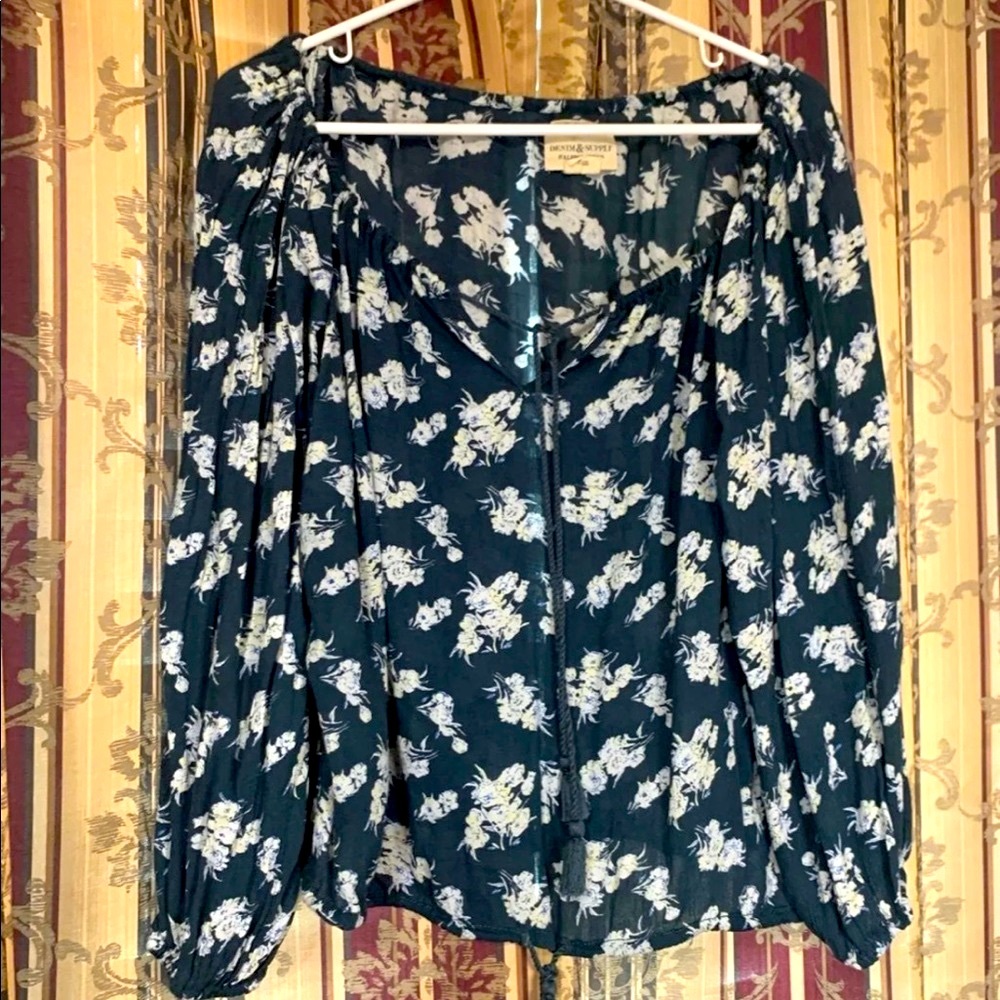 Ralph Lauren blue boho blouse Size Small